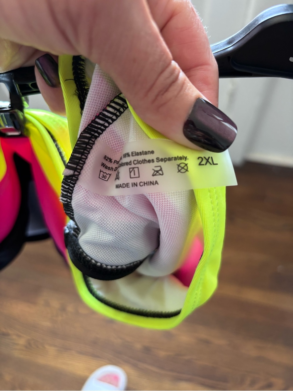 Black Bikini Bottom with Neon Pink and Neon Yellow Trim - Picture 3 of 6